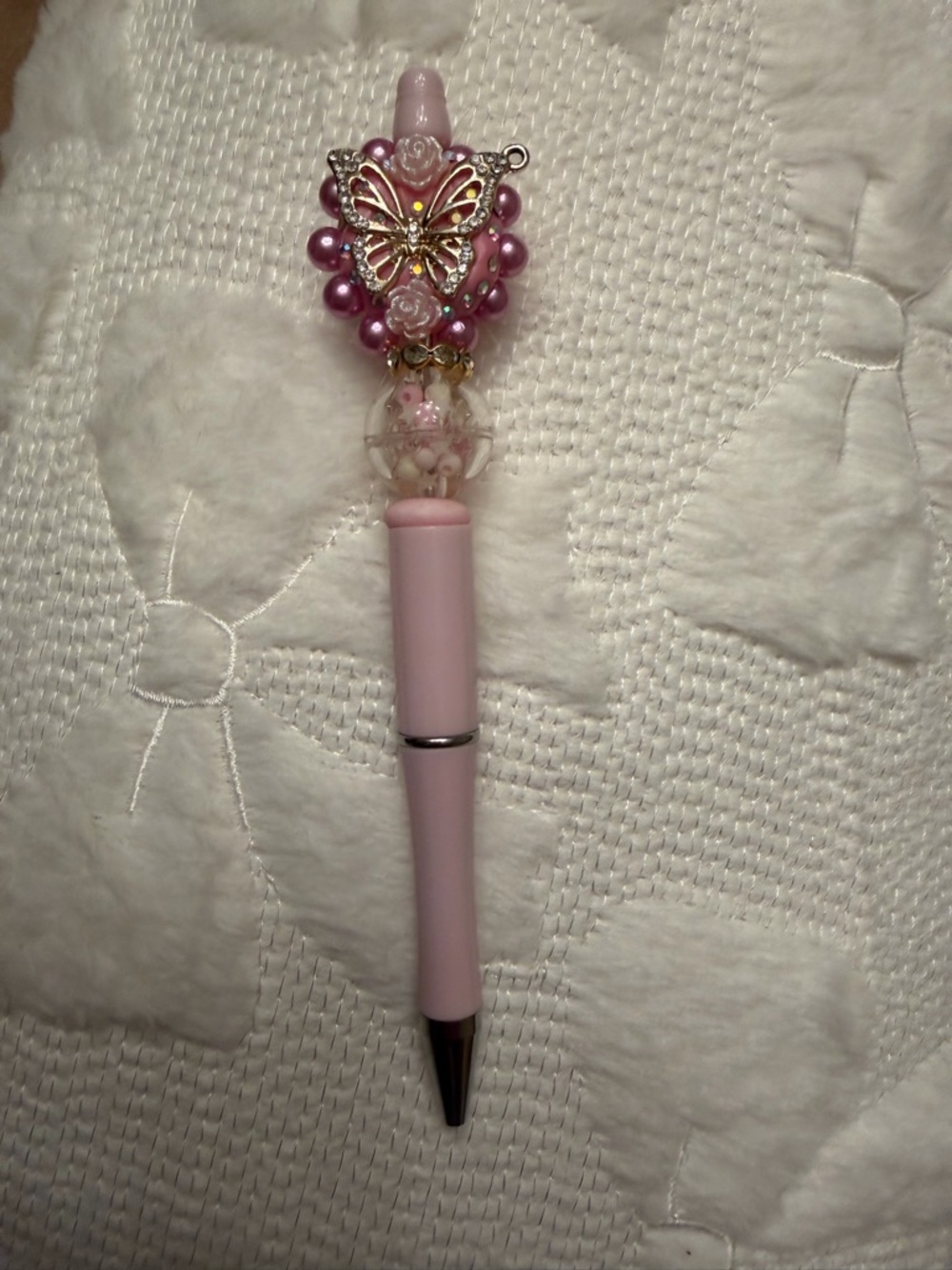 Pink Butterfly Beaded Ballpoint Pen - NWOT